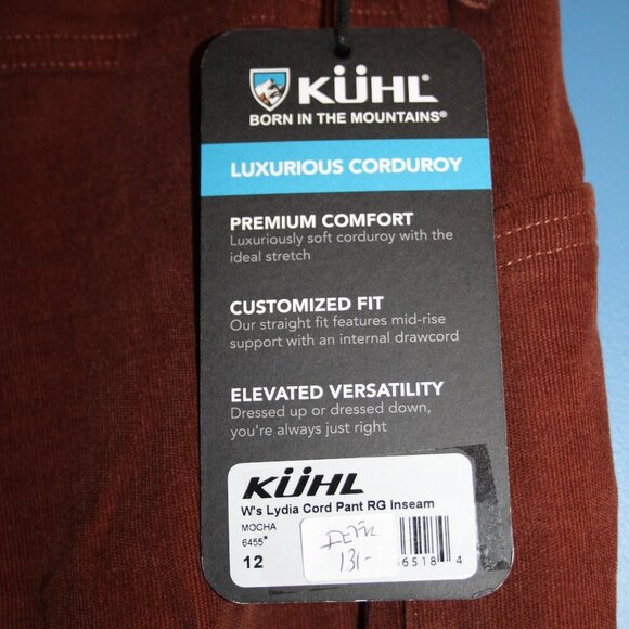 KUHL LYDIA CORD PANT RG Inseam WOMENS 12 NWT Cotton Modest - Picture 10 of 16